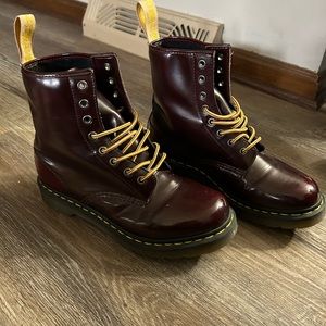 Dr. Martens burgundy combat boots